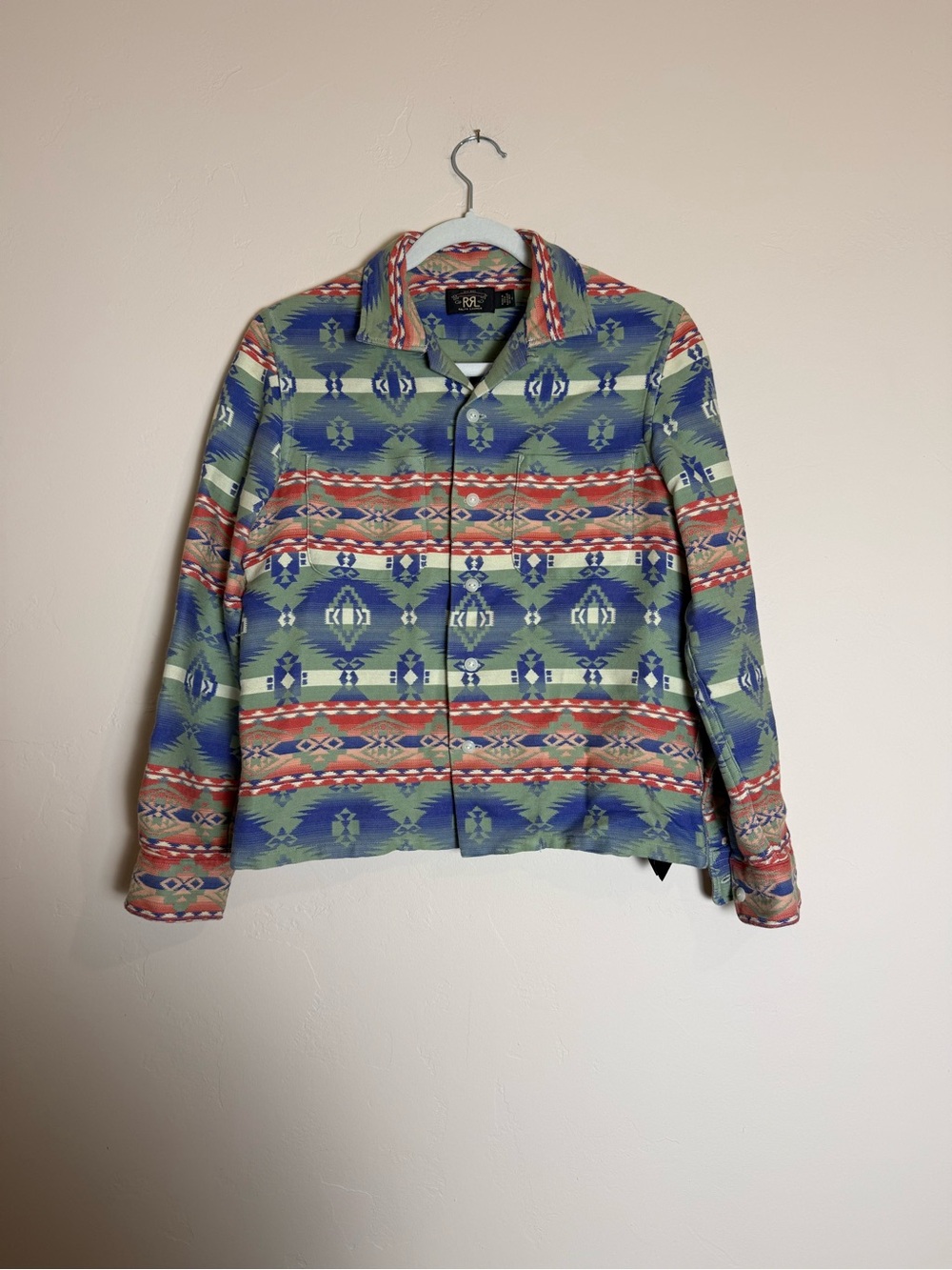 RRL Ralph Lauren Double RL Jacquard Multicolor Aztec southwestern camp shirt